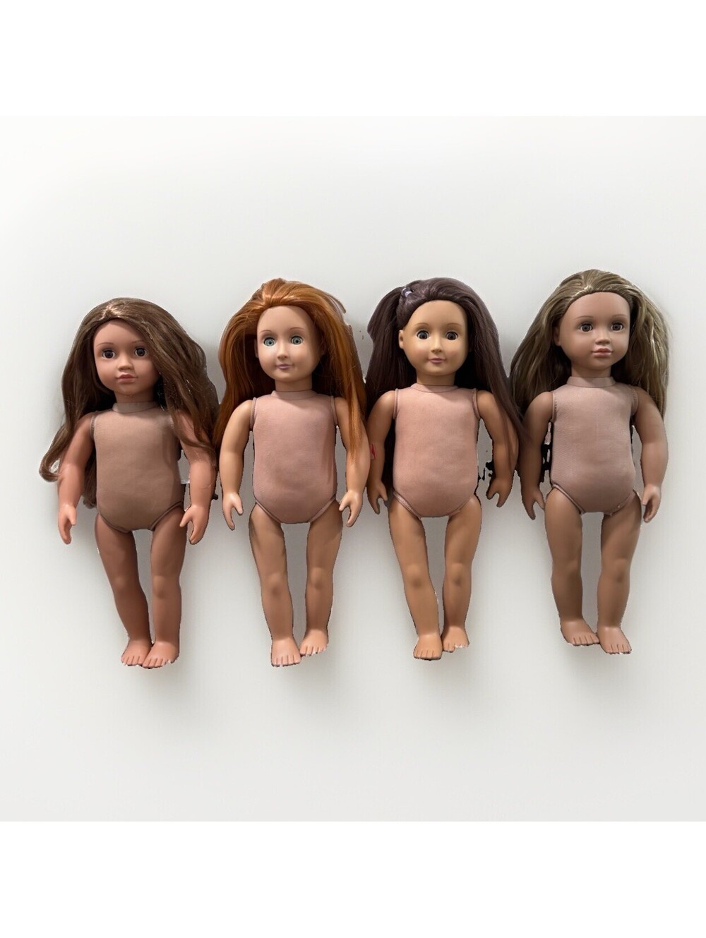 (RF) Lot of 4 Our Generation 18" Dolls Brunette Red Hair Clean Play Nude Lot